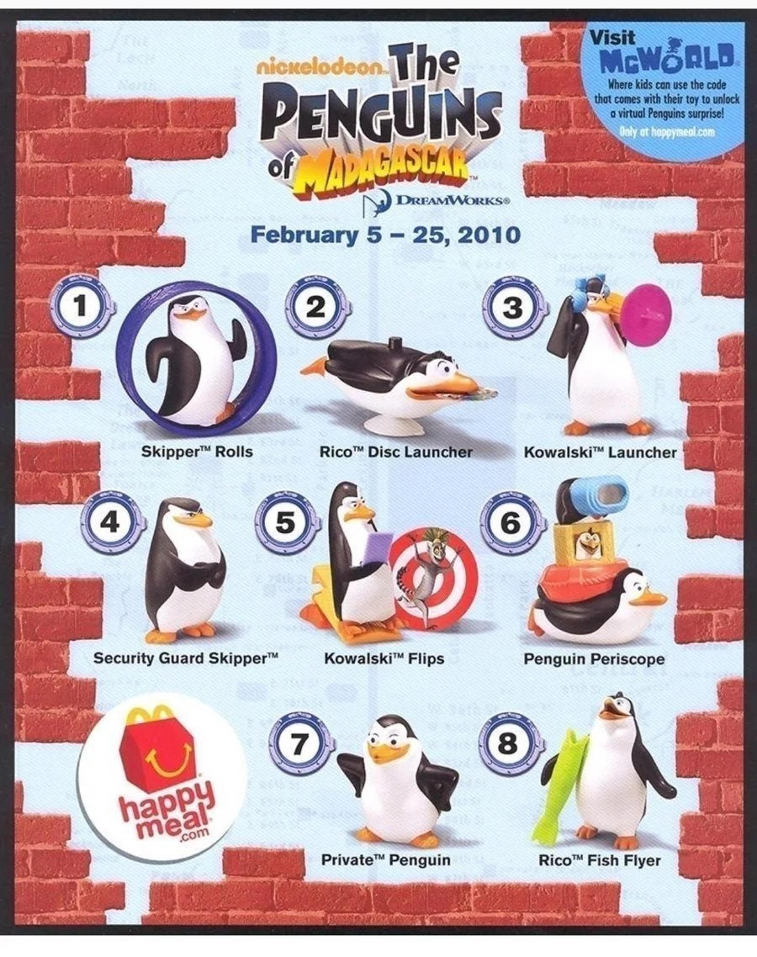 2010 McDonald Happy Meal Toy ‘Penguin Of Madagascar’ Complete Set