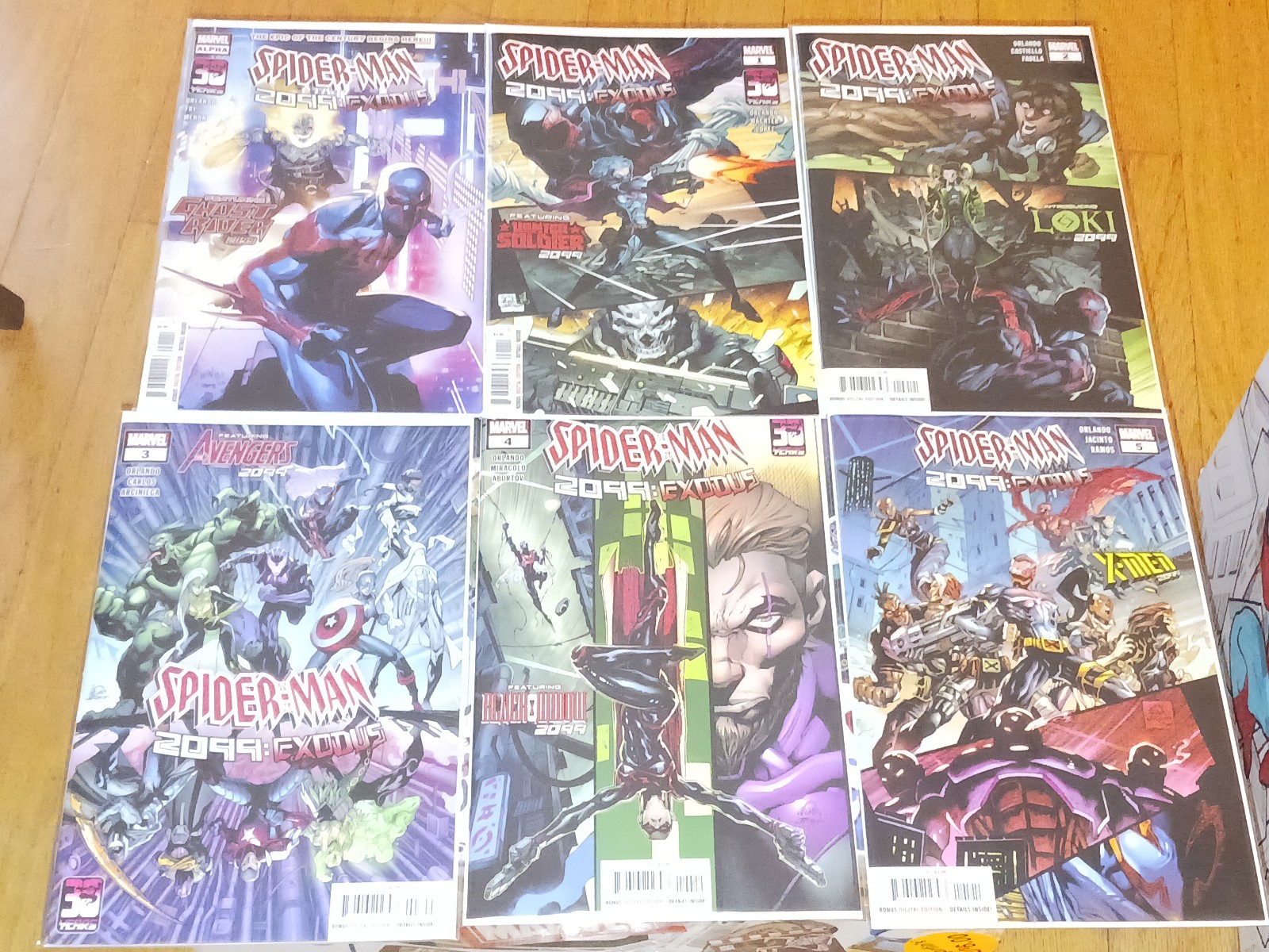 SPIDER-MAN 2099 EXODUS ALPHA 1 2 3 MAIN COVER SET MARVEL 2022 GHOST RIDER LOKI