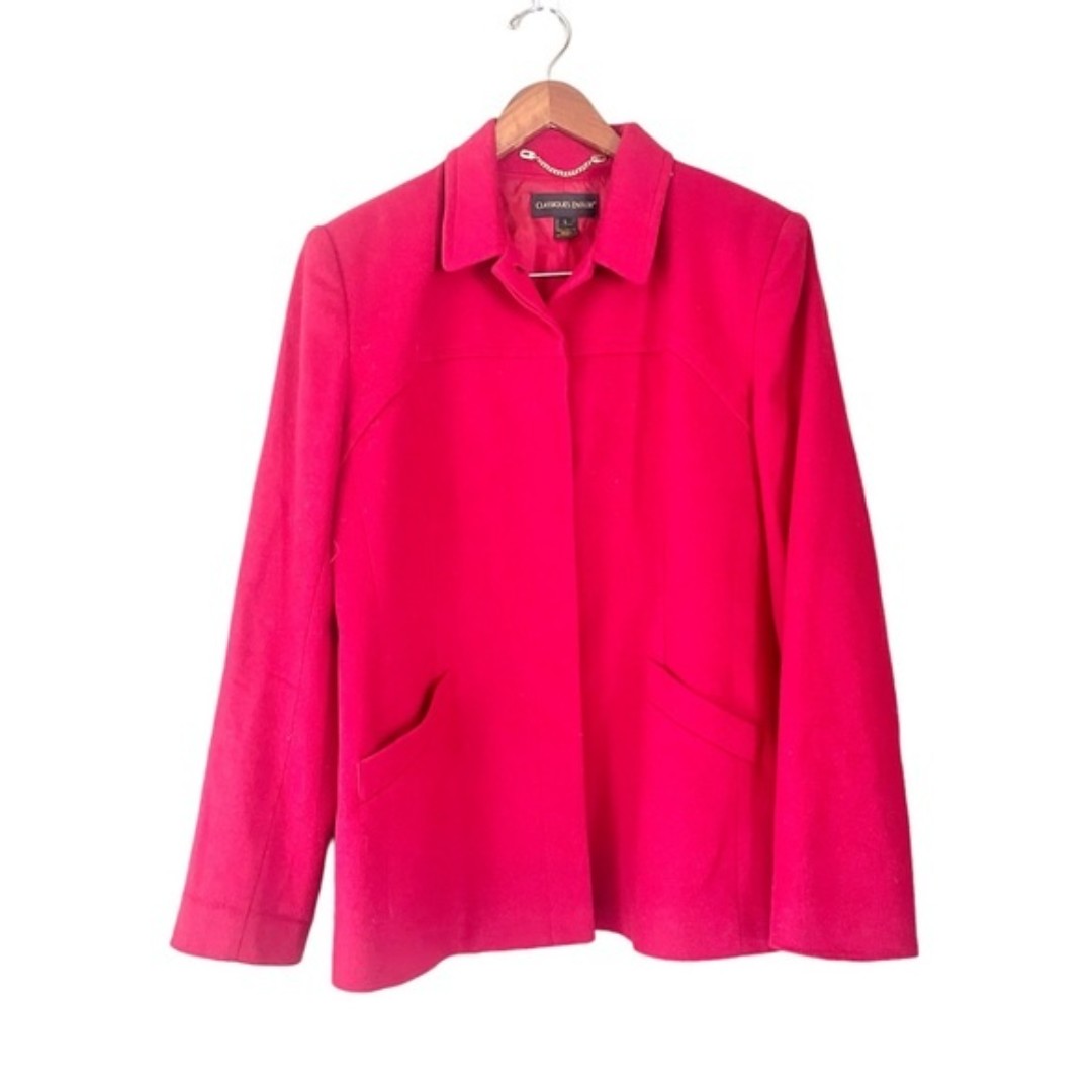 Classiques Entier Lambswool Button Front Classic Coat Red Size Large