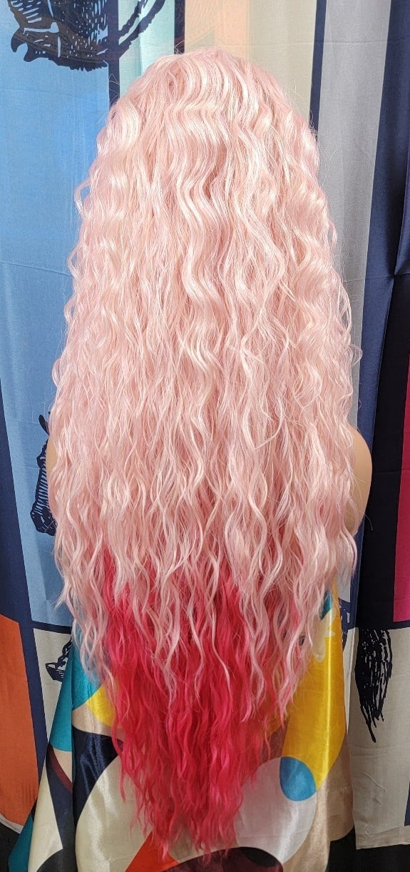 Divaqueen celebrity double pink wavy natural looking adjustable wig WkN0euJZ4 cheapest place to buy 