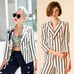 Veronica Beard Pinstripe Empire Dickey Jacket/Blazer White/Navy Size US 2