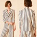 Veronica Beard Pinstripe Empire Dickey Jacket/Blazer White/Navy Size US 2