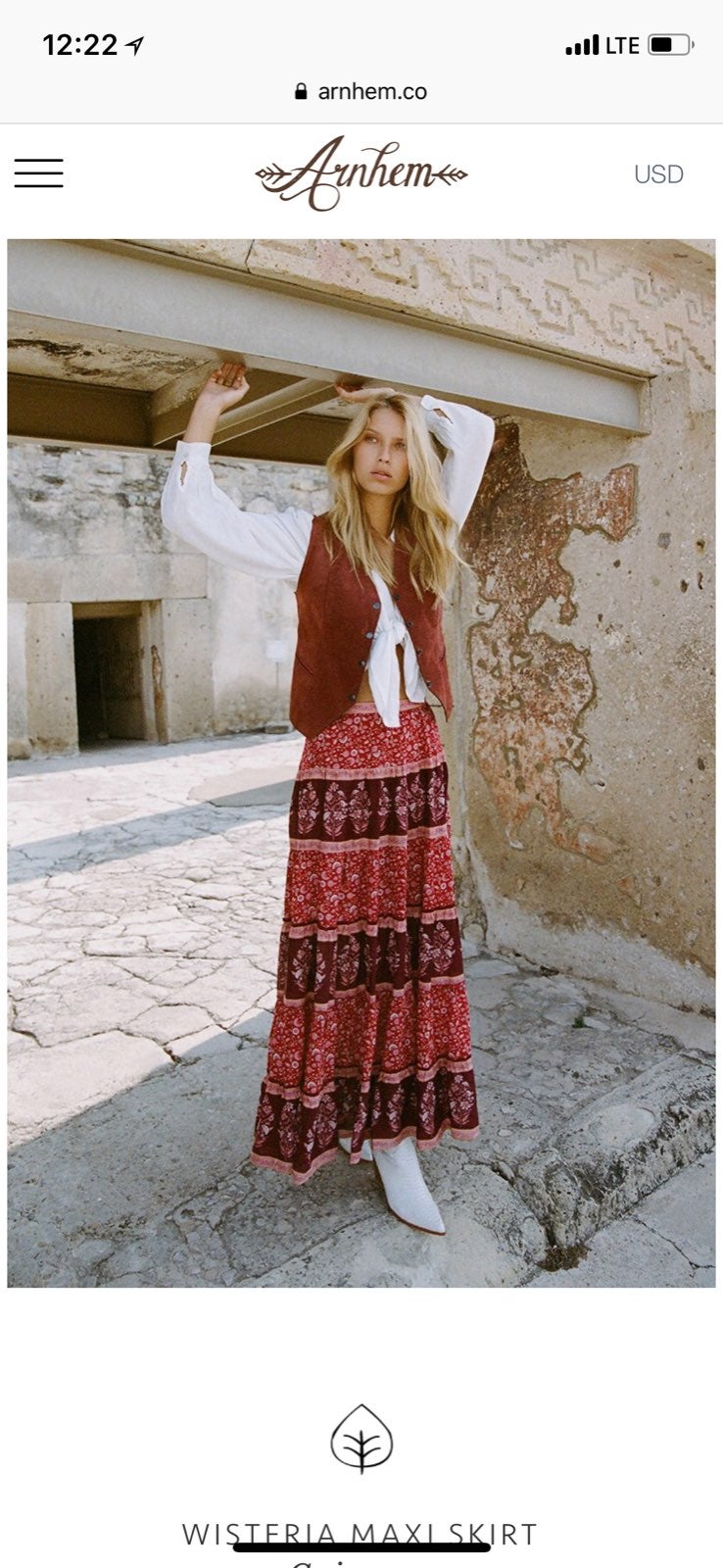 Arnhem Wisteria Crimson Skirt