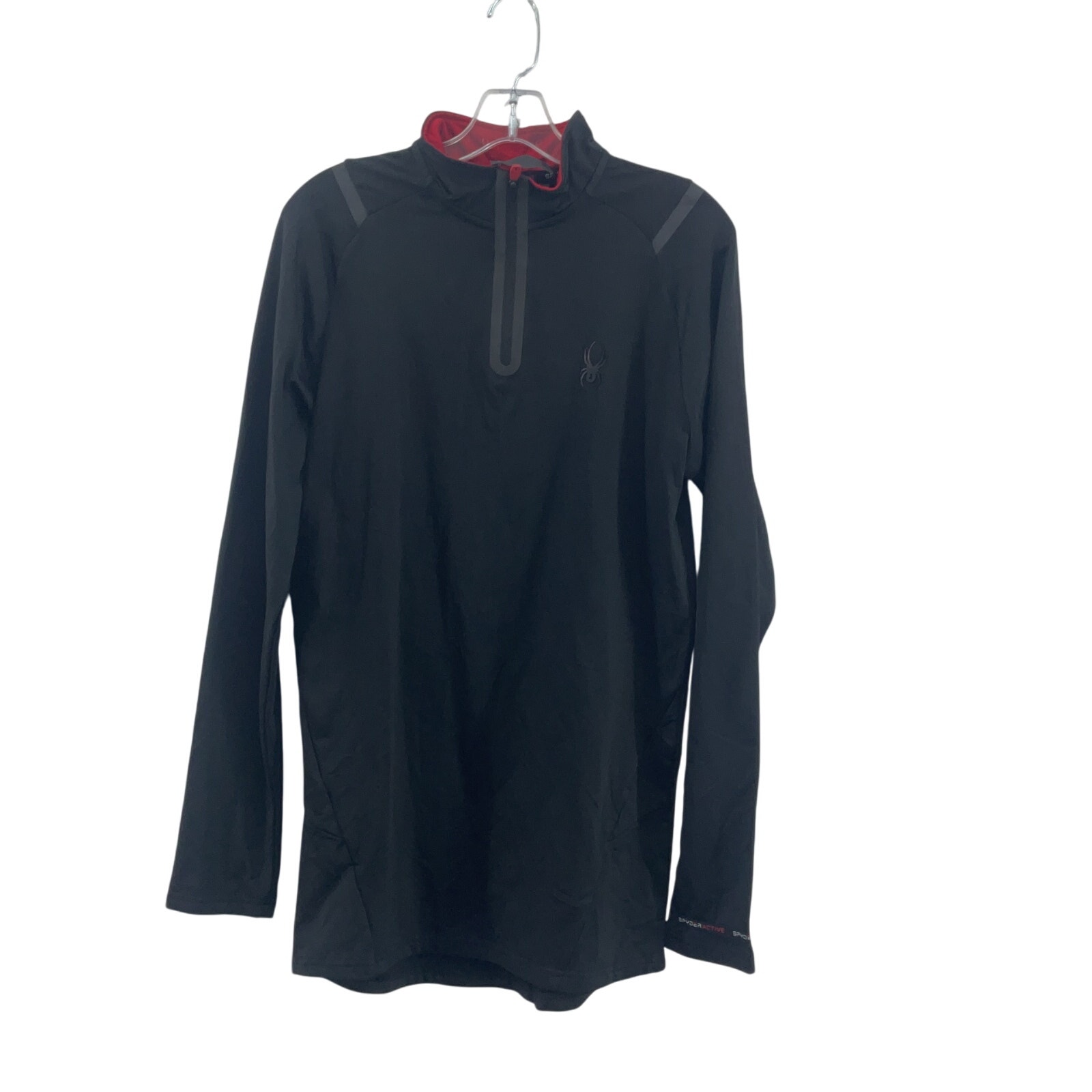 Spyder Men's Medium Henley Long Sleeve Black/Red Polyester Activewear Top New