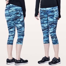 Lululemon Fast & Free Crop II Sz 10 *Nulux 19 In Shorelines Multi Blue
