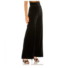 Lovers + Friends black velvet long tall wide leg pants size L Tall