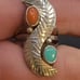 BEAUTIFUL VINTAGE STERLING SILVER TURQUOISE CORAL RING # 547