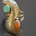 BEAUTIFUL VINTAGE STERLING SILVER TURQUOISE CORAL RING # 547