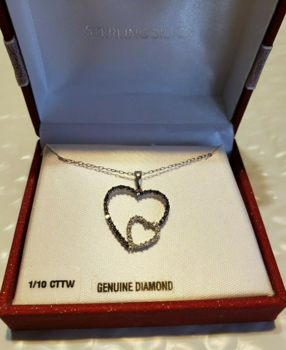 Sterling Silver Heart Diamond Necklace