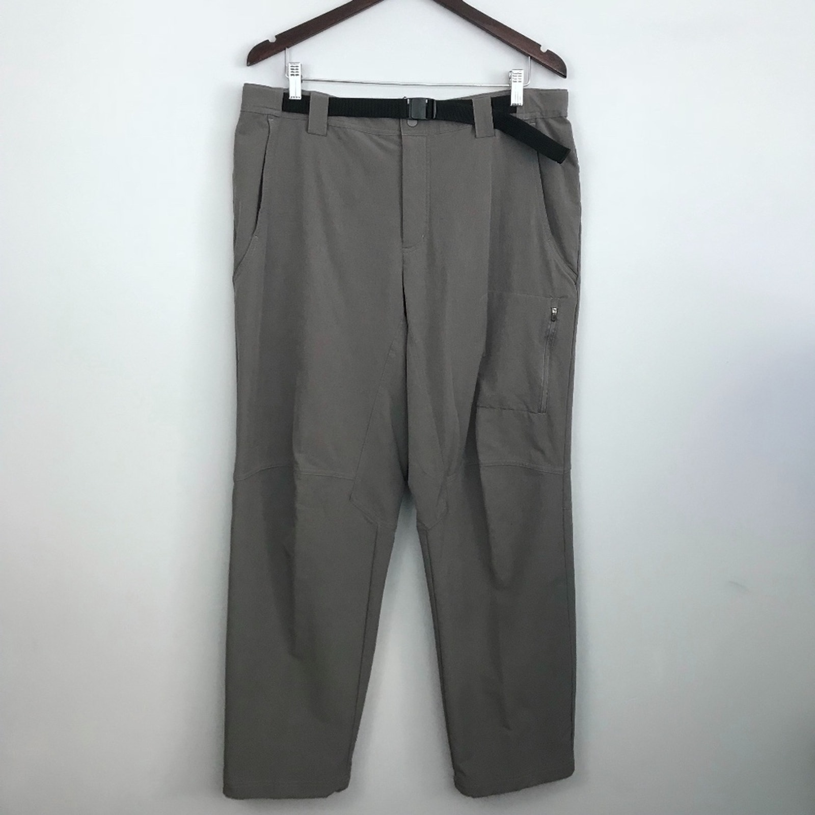 Columbia Mens Large L Titanium Hiking Pants Gray Lightweight Woven Outdoor Belt