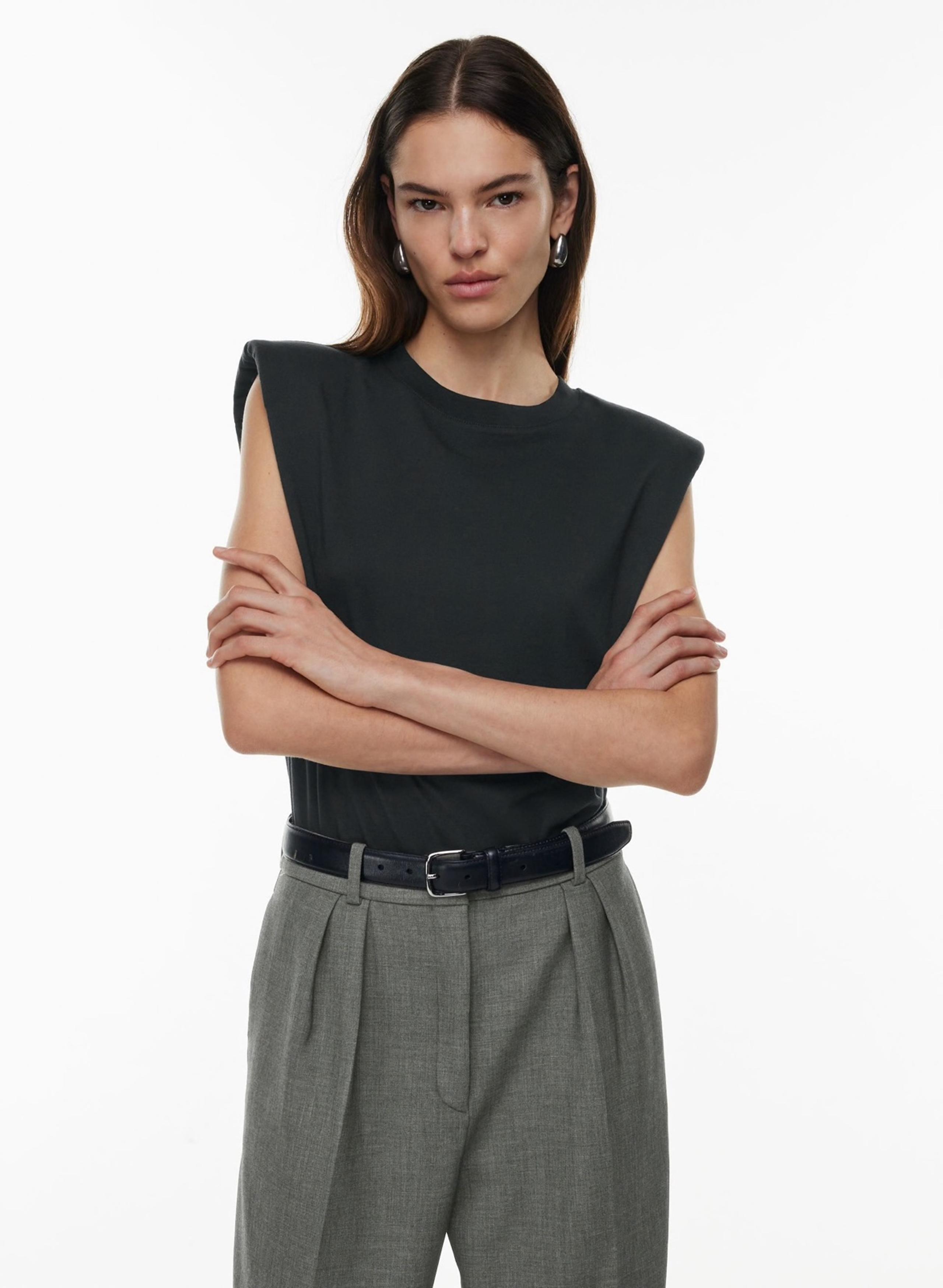 Aritzia Babaton Black Shoulder Pad Tank