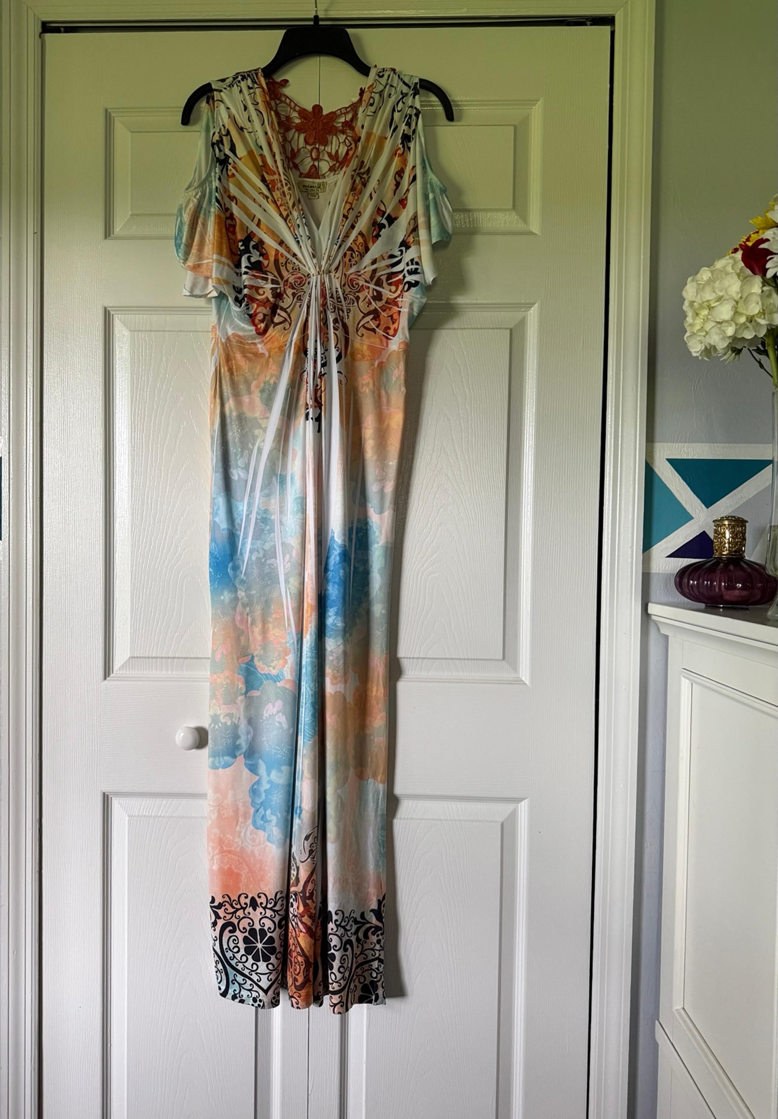 Multicolor Women's Maxi Dress with Cold Shoulder - One World
