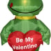 4 Foot Tall Valentin's Day Inflatable King Frog with Red Heart Be My Valentine