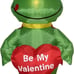 4 Foot Tall Valentin's Day Inflatable King Frog with Red Heart Be My Valentine