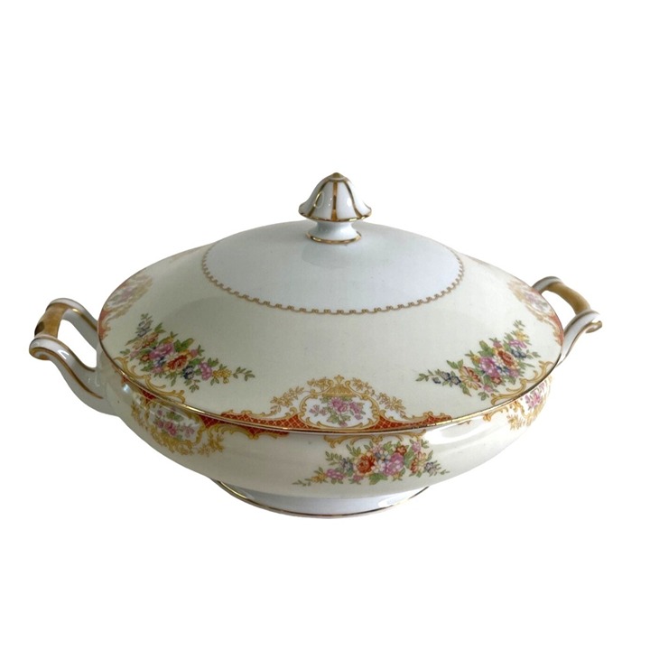 Noritake Mystery 209 Covered Vegetable Dish Japan M Stamp Vintage 10.5 x 5.5