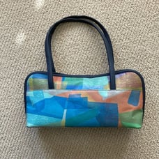 Y2K Watercolor Shoulder Bag Boho Pastel Southwest Artist Log Bag Tote Blue NIB