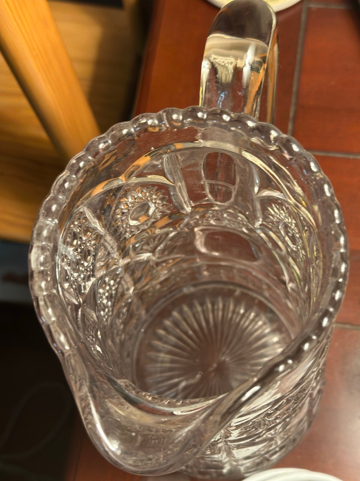 Vintage American Brilliant Cut Crystal Heavy Glass Pitcher