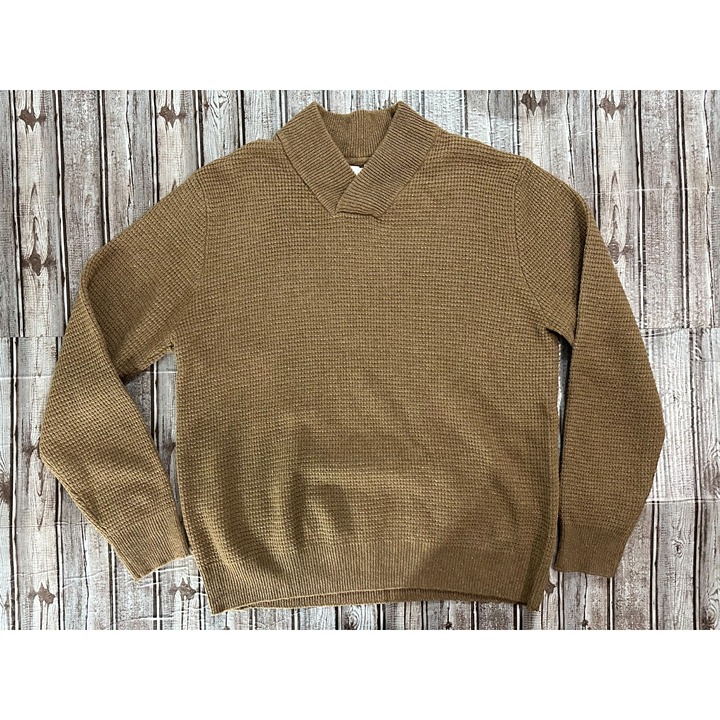 Schott Bros Wool blend Shawl Chunky Knit sweater size XL color camel NWT