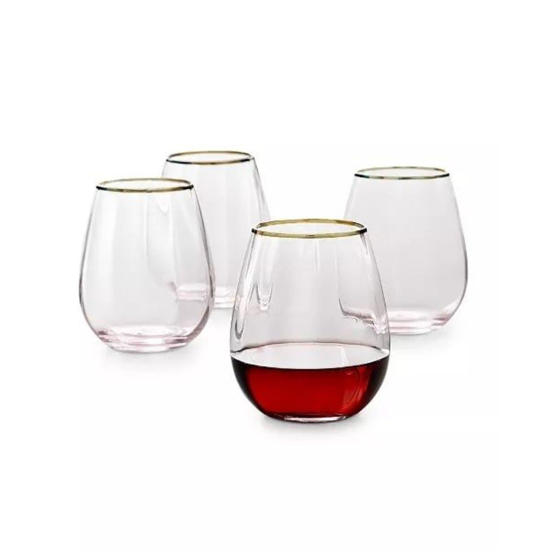 MARTHA STEWART COLLECTION Blush Optic Stemless Wine Glasses, Set of 4