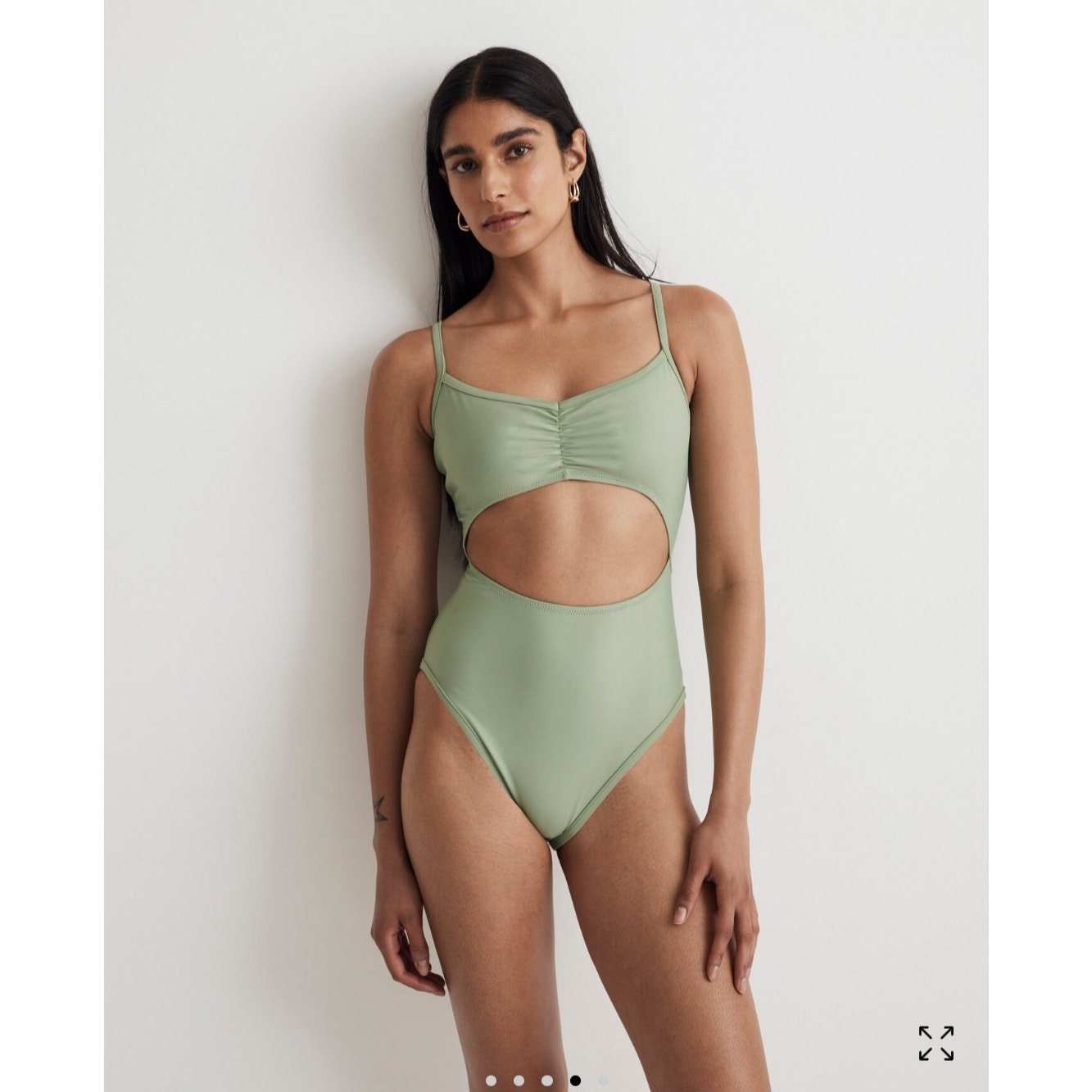Madewell Gatehouse Green Women's Cinched Cutout One-Piece Swimsuit NWT Size XL
