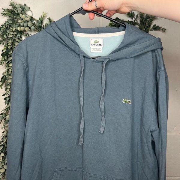 Lacoste | mens blue pullover hoodie with alligator logo