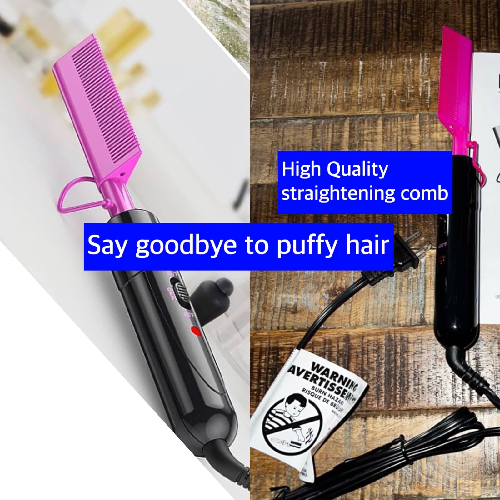 Hot hair straightening comb