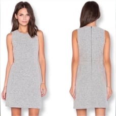 NWT Theory Rained K Felt Knit Wool Blend Grey Sleeveless Mini Sheath Dress Sz 6