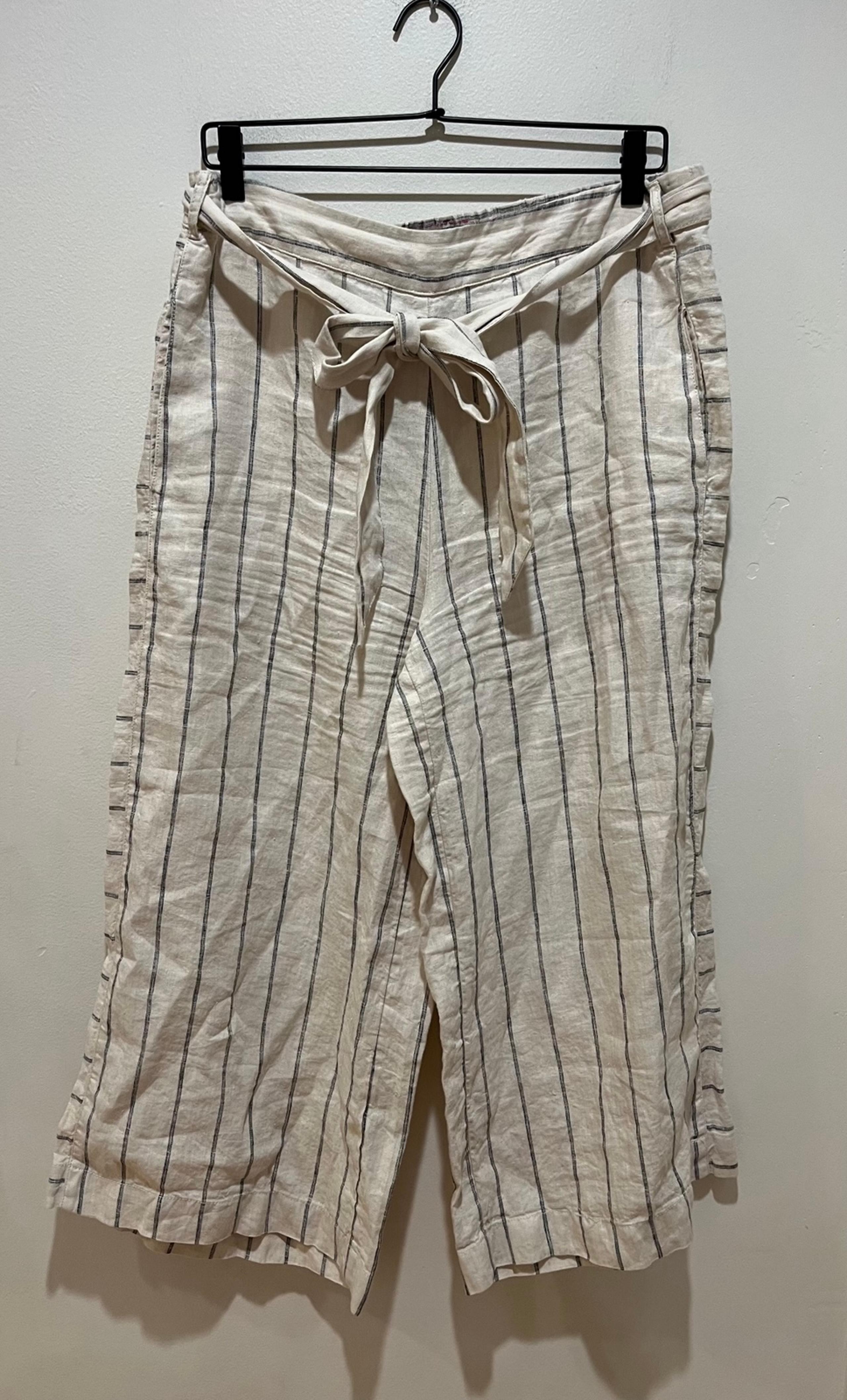 Anthropologie Portia Striped 100% Linen Wide Leg Casual Pants - Women’s Medium