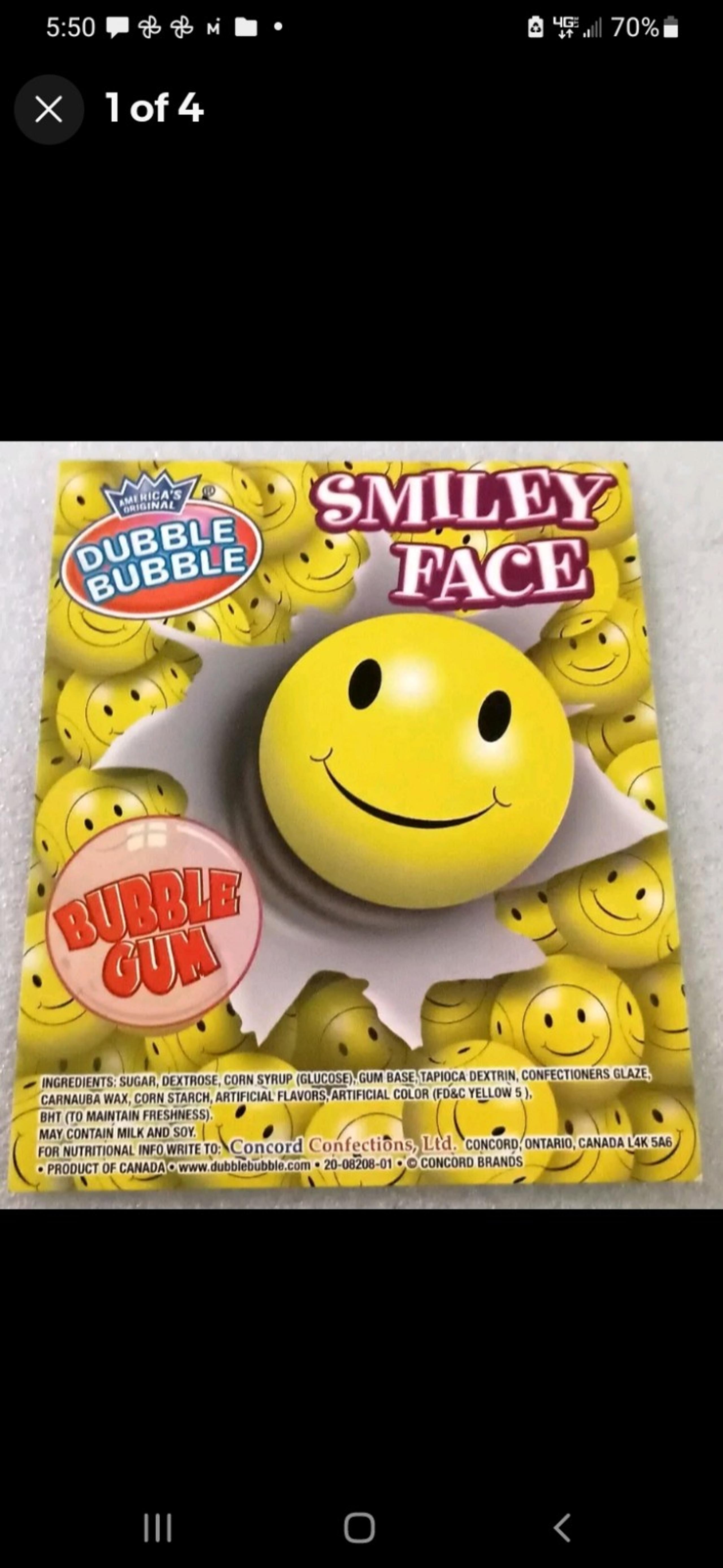 Smiley Face Dubble Bubble Chewing Gum Machine Vending Display Card 2000s NOS NEW