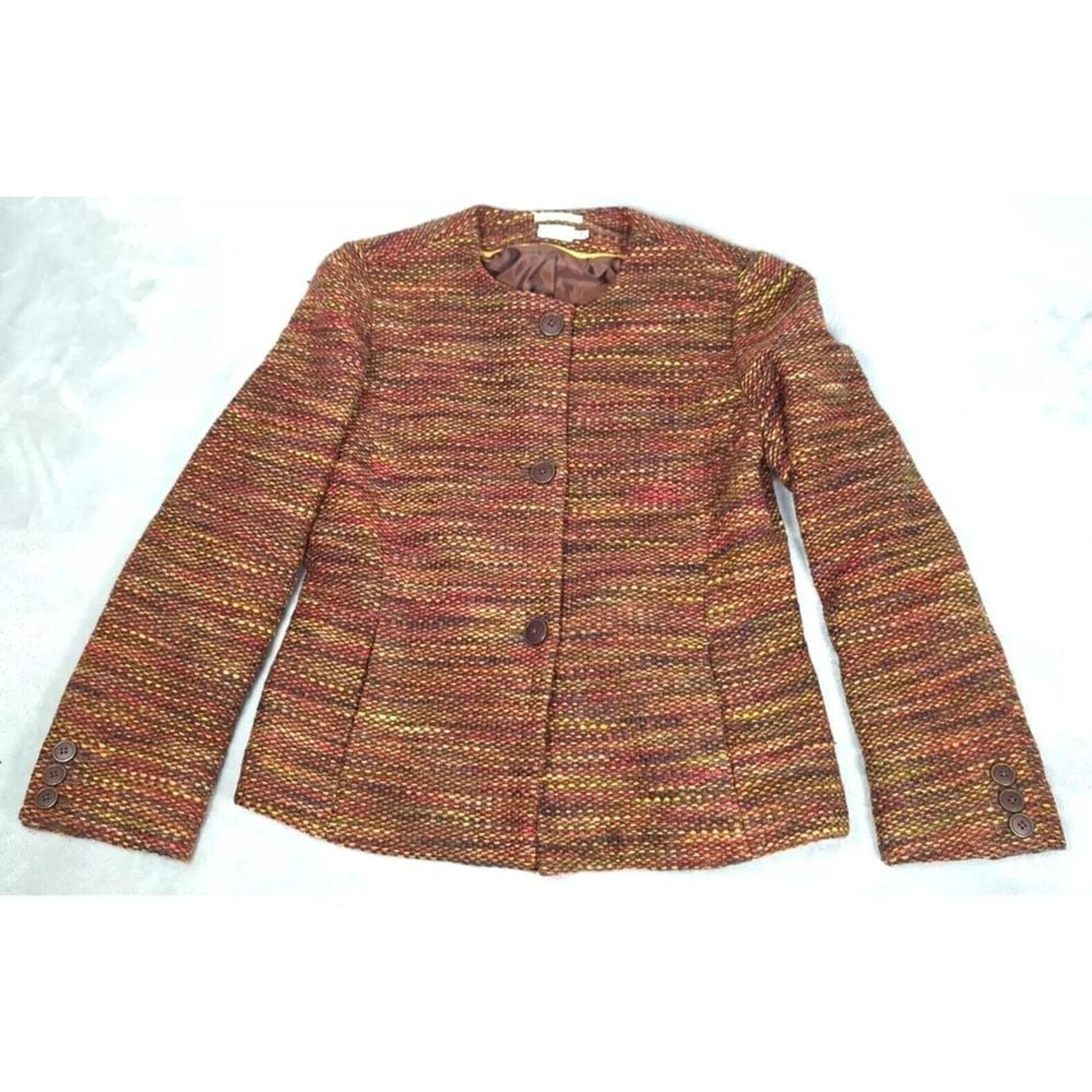 Vintage LL Bean Blazer Womens Size 8 Brown Tweed Wool Blend Laine 90s Freeport