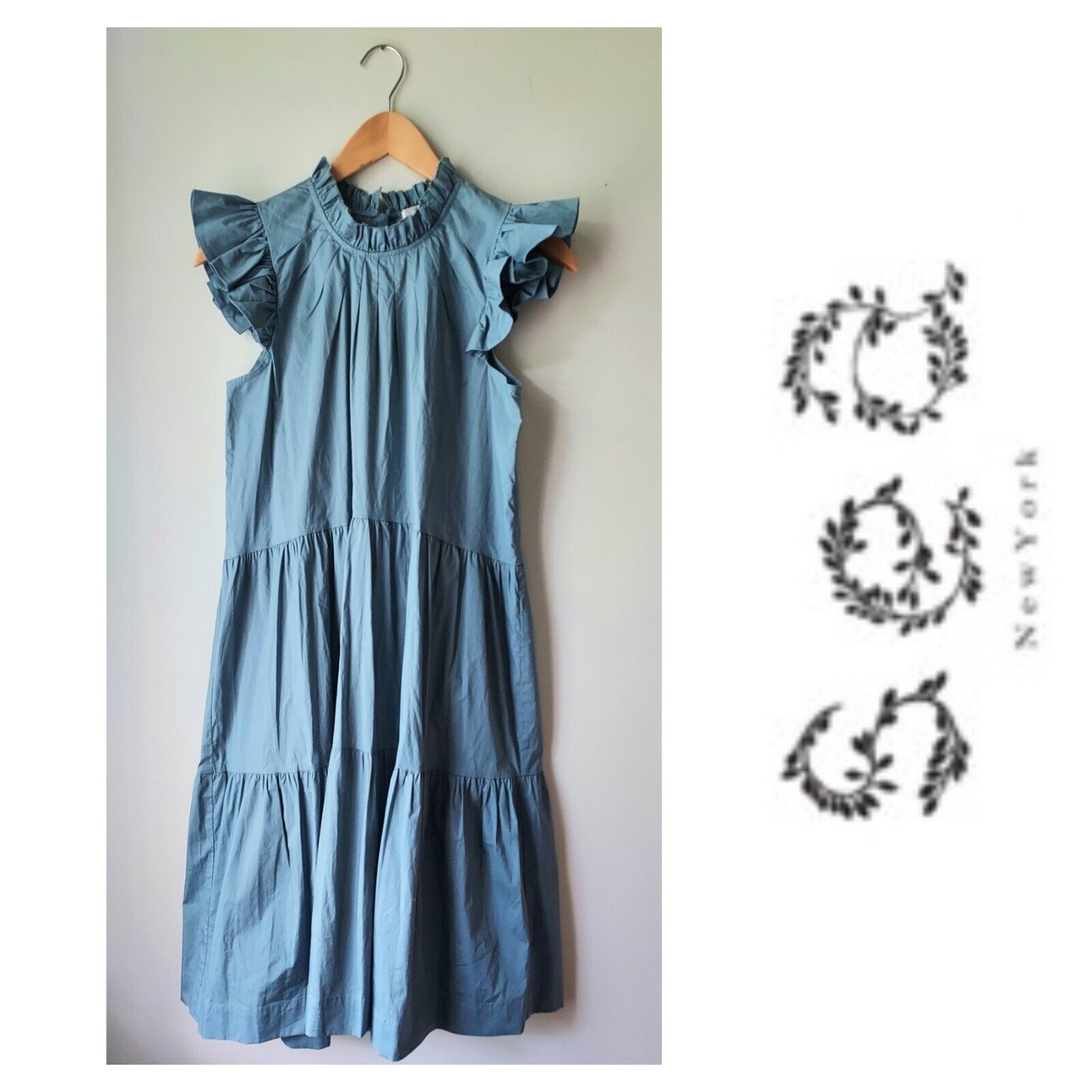 SEA New York Sage Tiered Flutter Sleeve Midi Dress SIZE 0