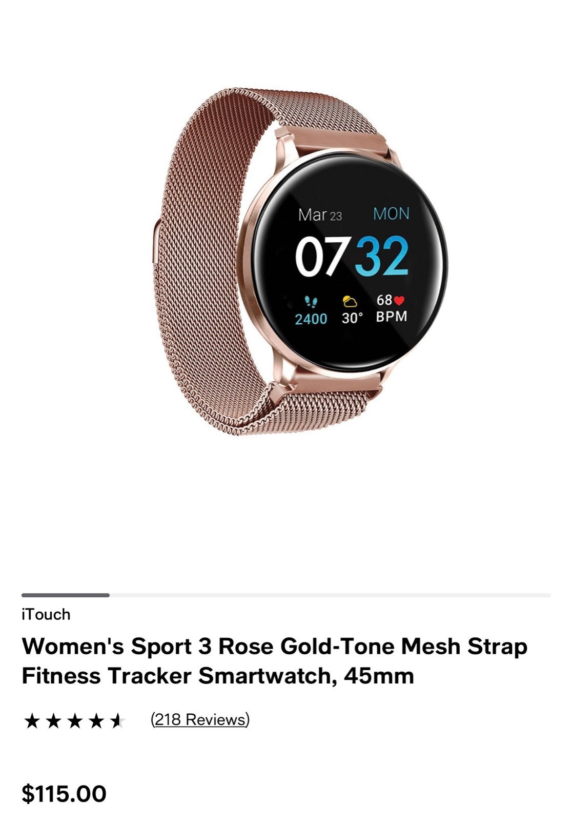 Fitness tracker smartwatch