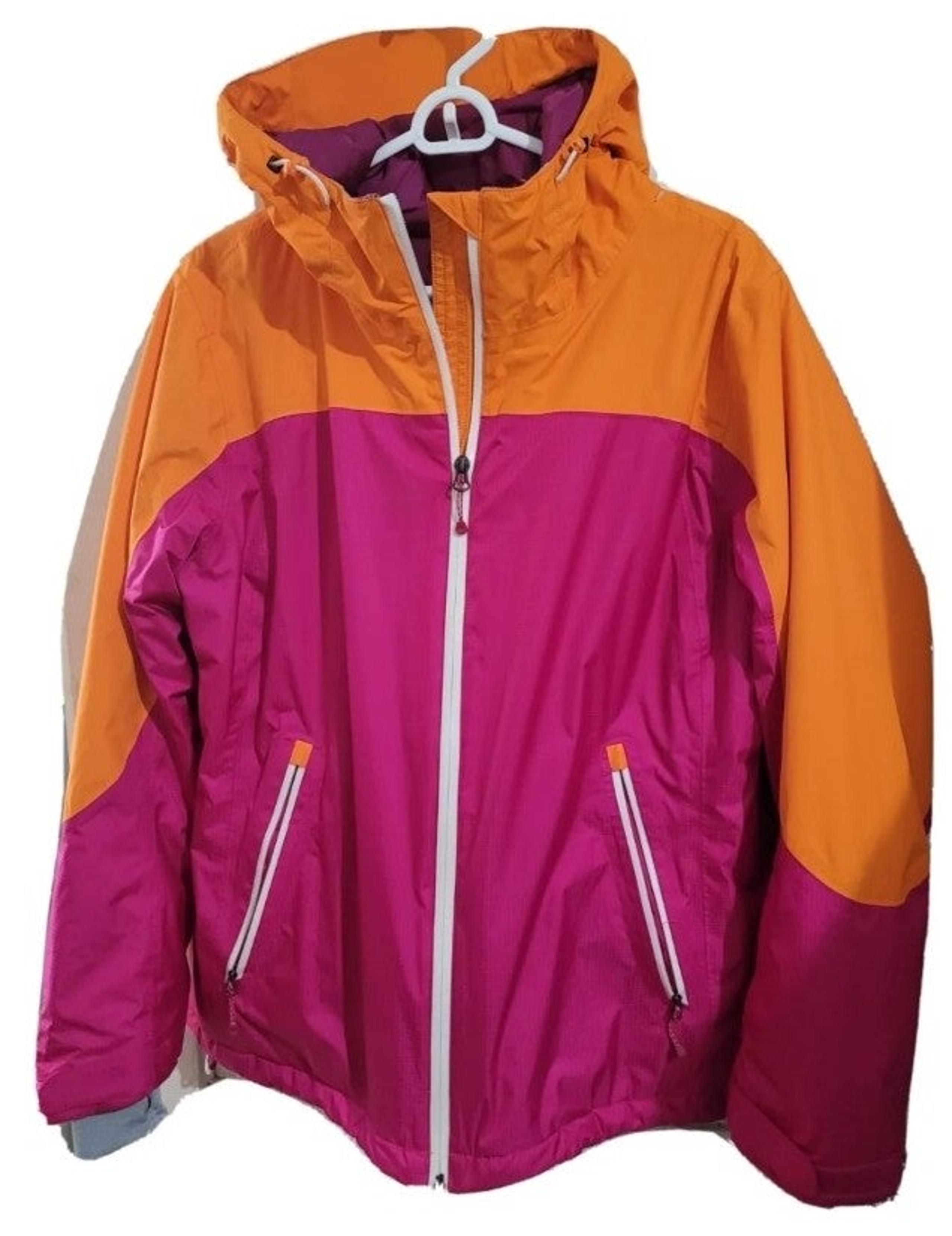Lands End Women’s Pink Orange Full Zip Hood Jacket Primaloft, Size L P (14-16)