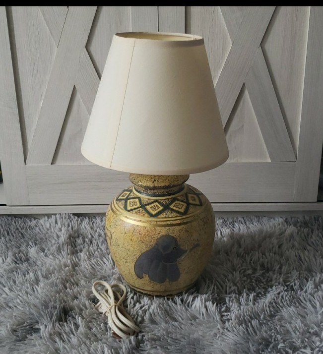 1999 Ceramic Elephant Table Lamp & Shade