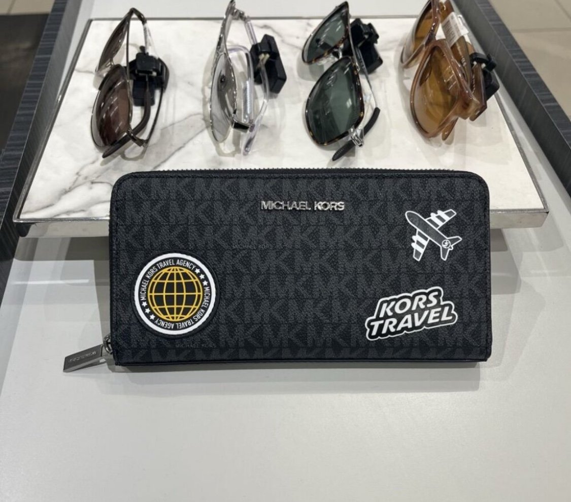 Michael Kors Cooper Embellished Logo Zip-Around Wallet NWT