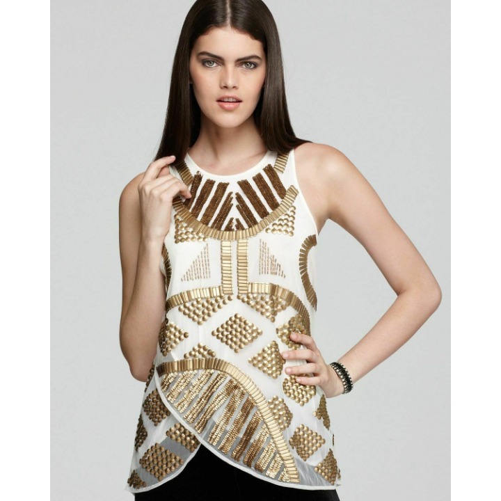 PJK Patterson J. Kincaid Women Marcel Beaded Tank Top Size S