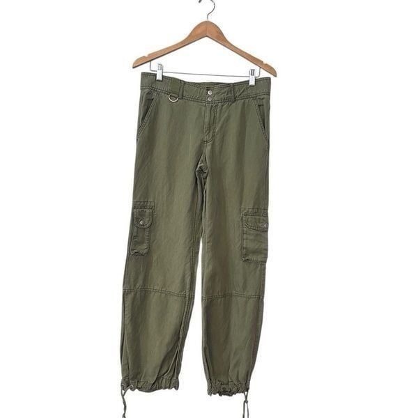Anthropologie Pants Womens Size 6 Green Drawstring Cargo Green Low Rise Y2K