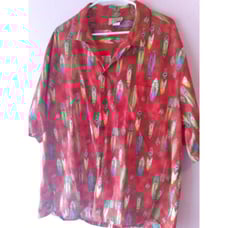 Surfboard Hawaiian Shirt Short Sleeve Button Up Resort Wear Red
