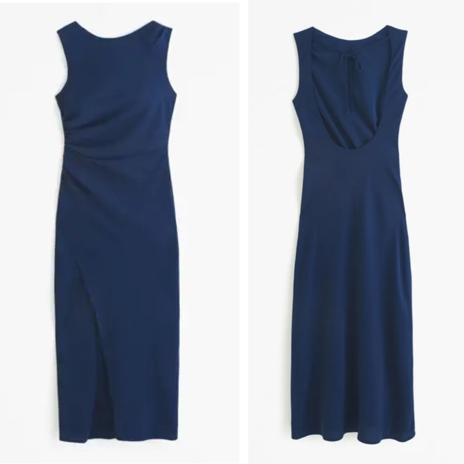 Abercrombie & Fitch Draped High Neck Shell Midi Dress Blue Size XS Petite NWT