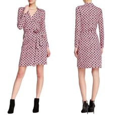 Diane von Furstenberg Check Dot Pink Jeanne Two Wrap Dress Retail: 398.00