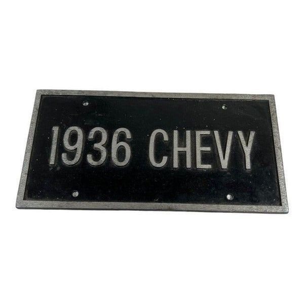 Vintage Heavy thick Collectible Car License Plate 1936 Chevy Tag Style Emblem