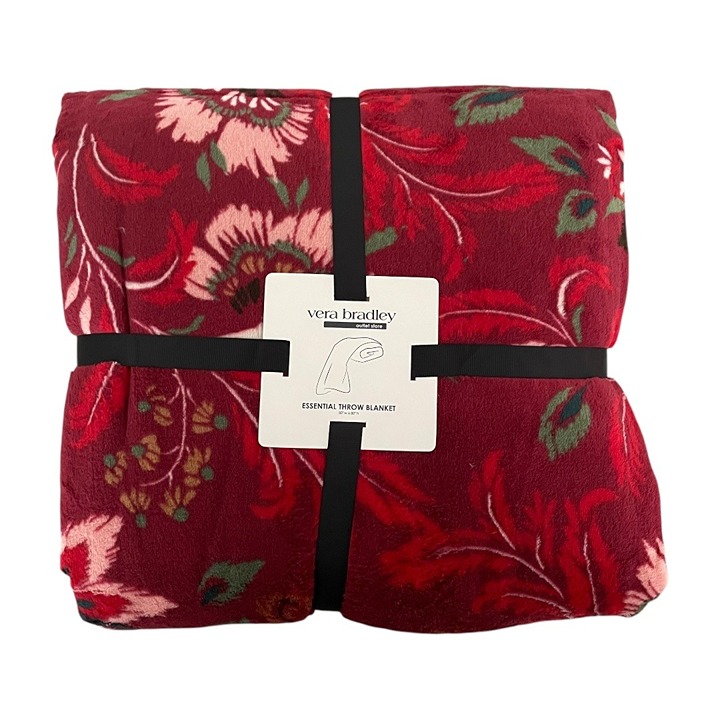 Vera Bradley Venetian Paisley Tibetan Red Plush Throw Blanket