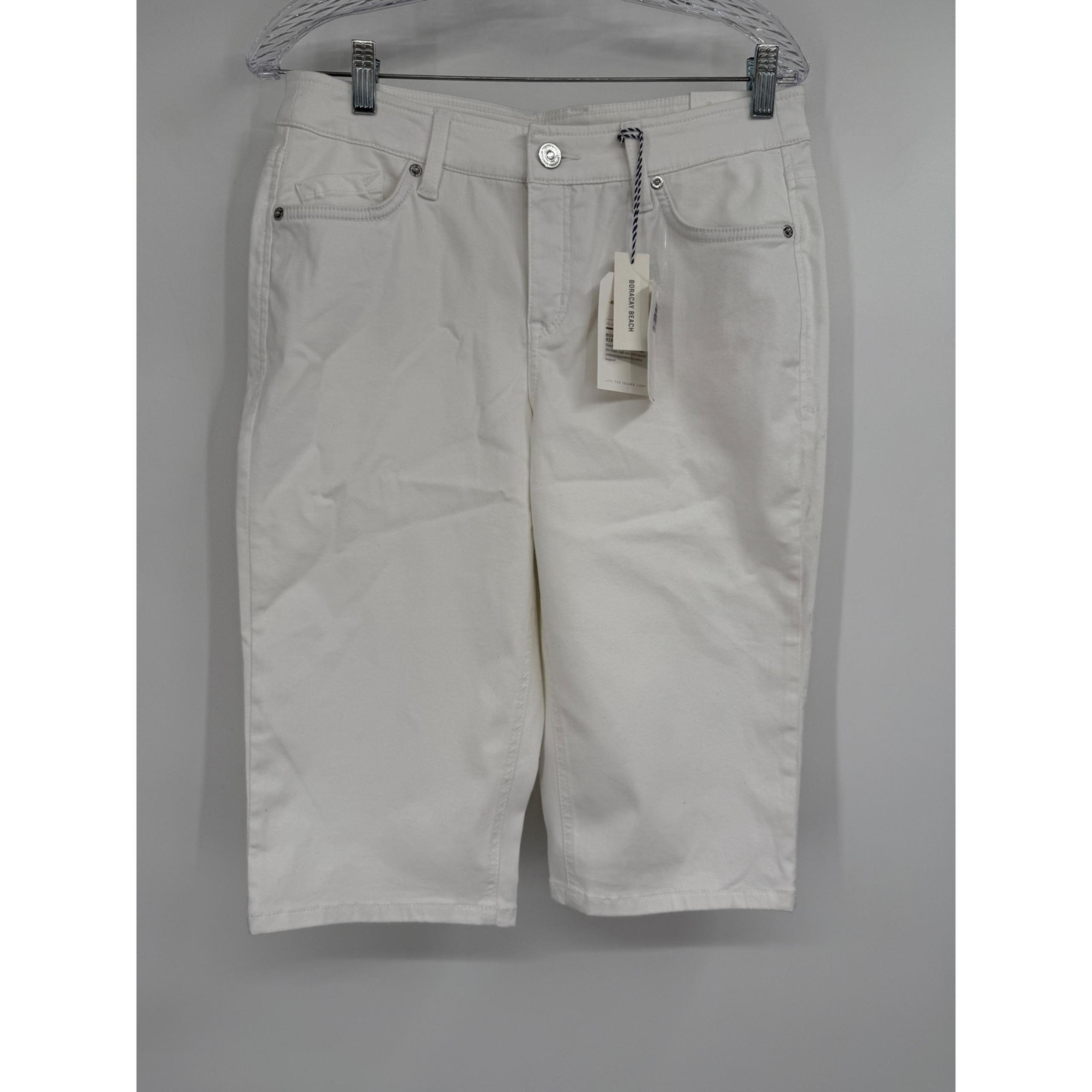 Tommy Bahama Bermuda Shorts Women's Size 8 White Boracay Boardwalk 15" Stretch