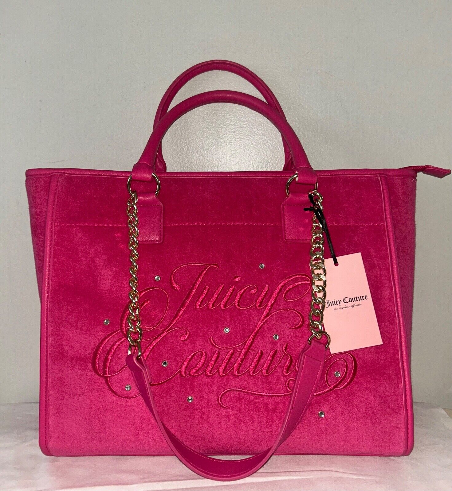 NEW! NWT JUICY COUTURE Terry Beach Couture Tote in Pink Flash
