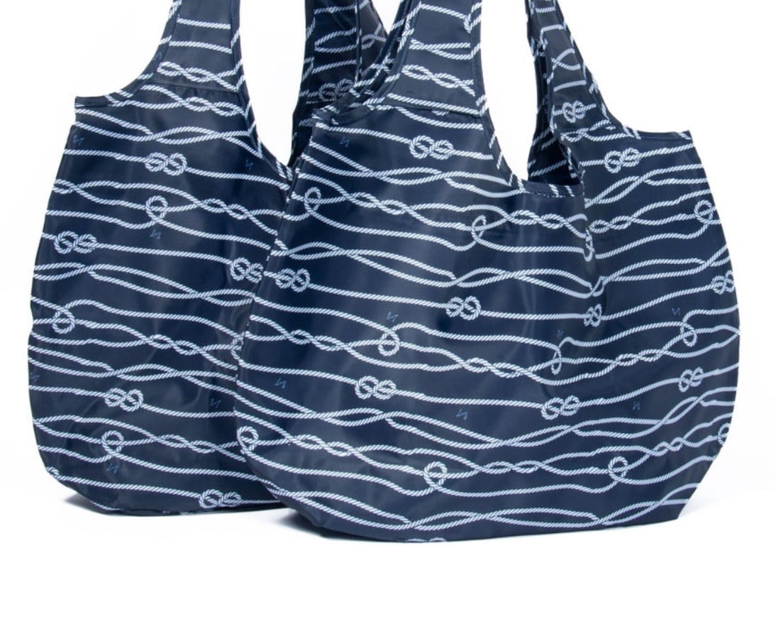Eco Shopper 2pc Tote Bag Nautical Navy NWT