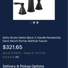 Delta 2 handle bathtub faucet