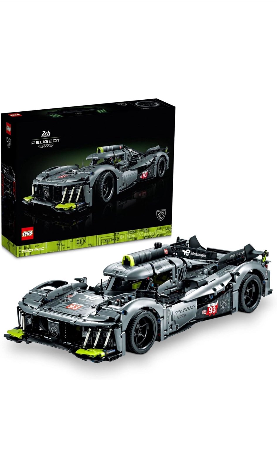 LEGO Technic Peugeot 9X8 24H Le Mans Hybrid Hypercar 42156 Collectible Race Car