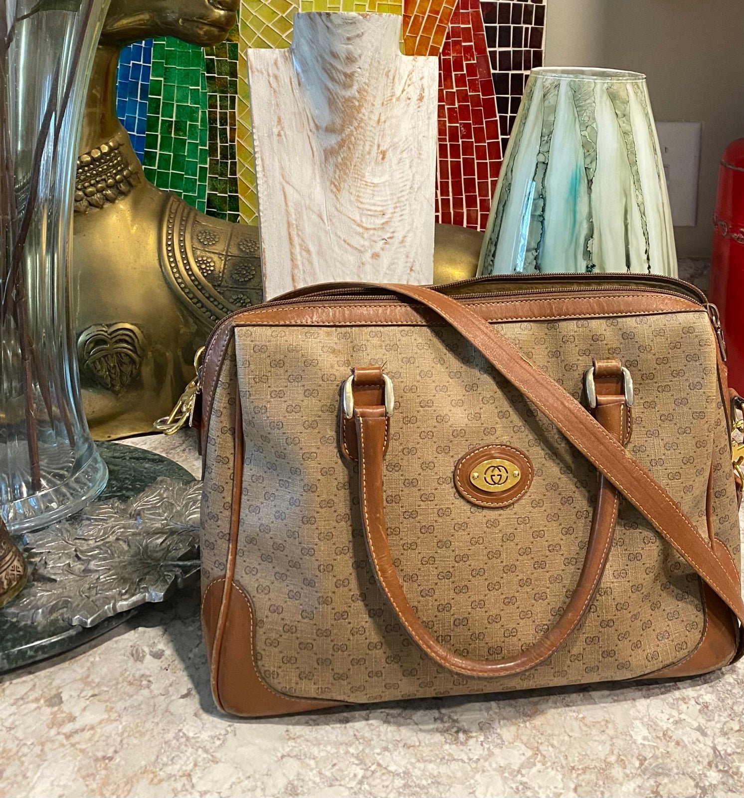Vintage Gucci Satchel With Shoulder Strap Bag