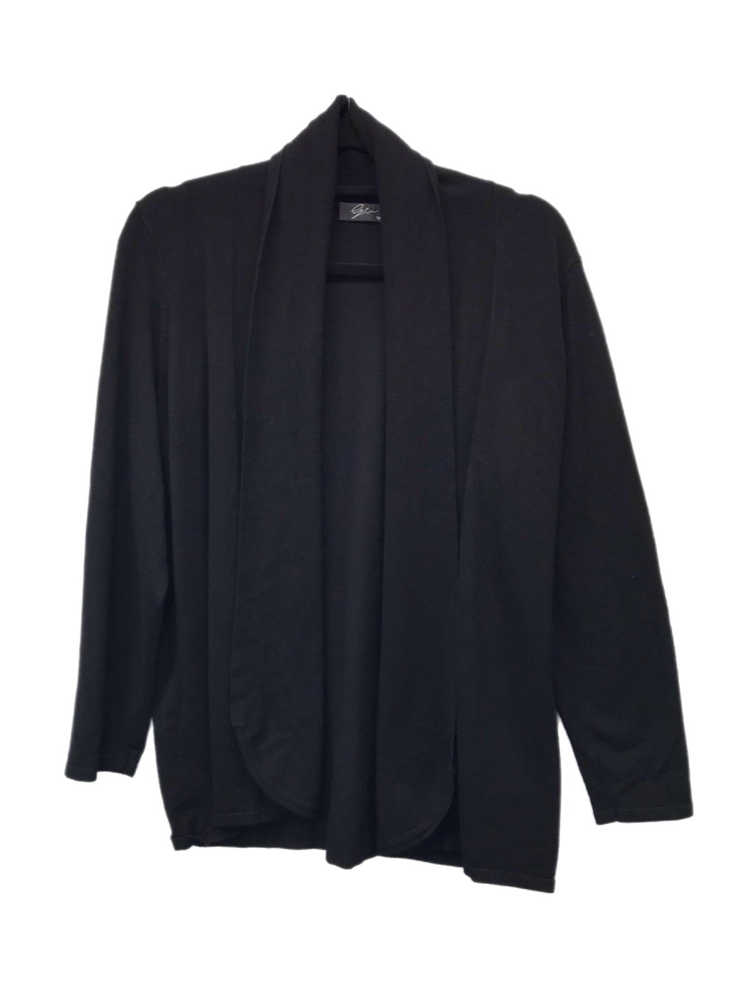 Cyrus Black Top Drape Open Front Cardigan Women's Plus Size 1X Knit Sweater.
