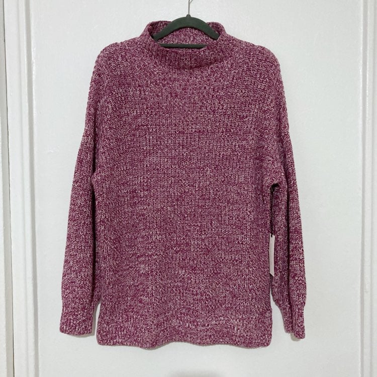 NWT Cupcakes & Cashmere Purple Mock Neck Marled Knit Sweater Size S